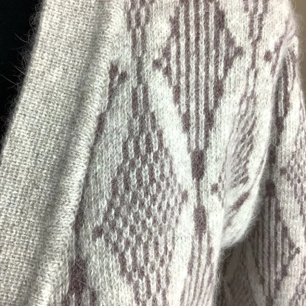 VINTAGE LAMBSWOOL UNIQUE GEOMETRIC DESIGN CARDIGAN - Picture 8 of 10